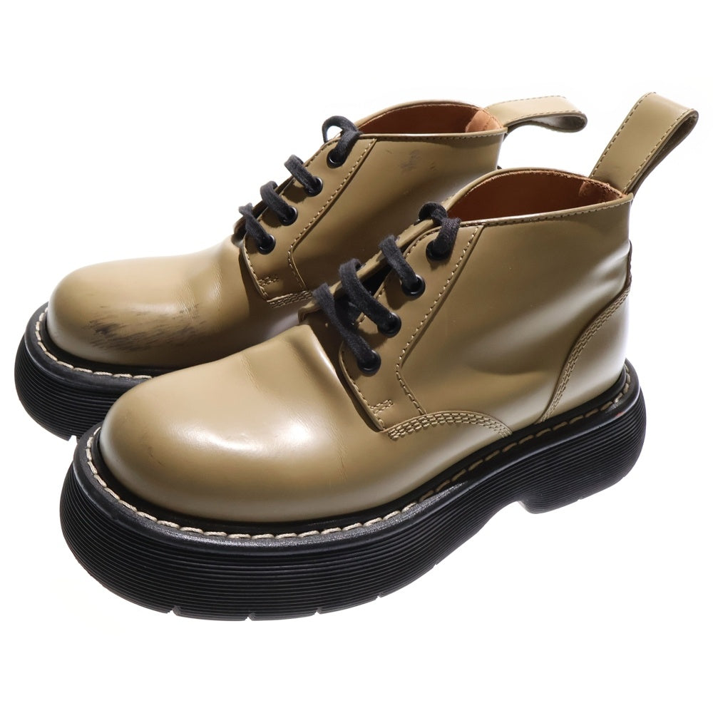 BOTTEGA VENETA(ボッテガヴェネタ) ザ バウンス レザー レースアップ 厚底 シューズ カーキ/ブラック レディース