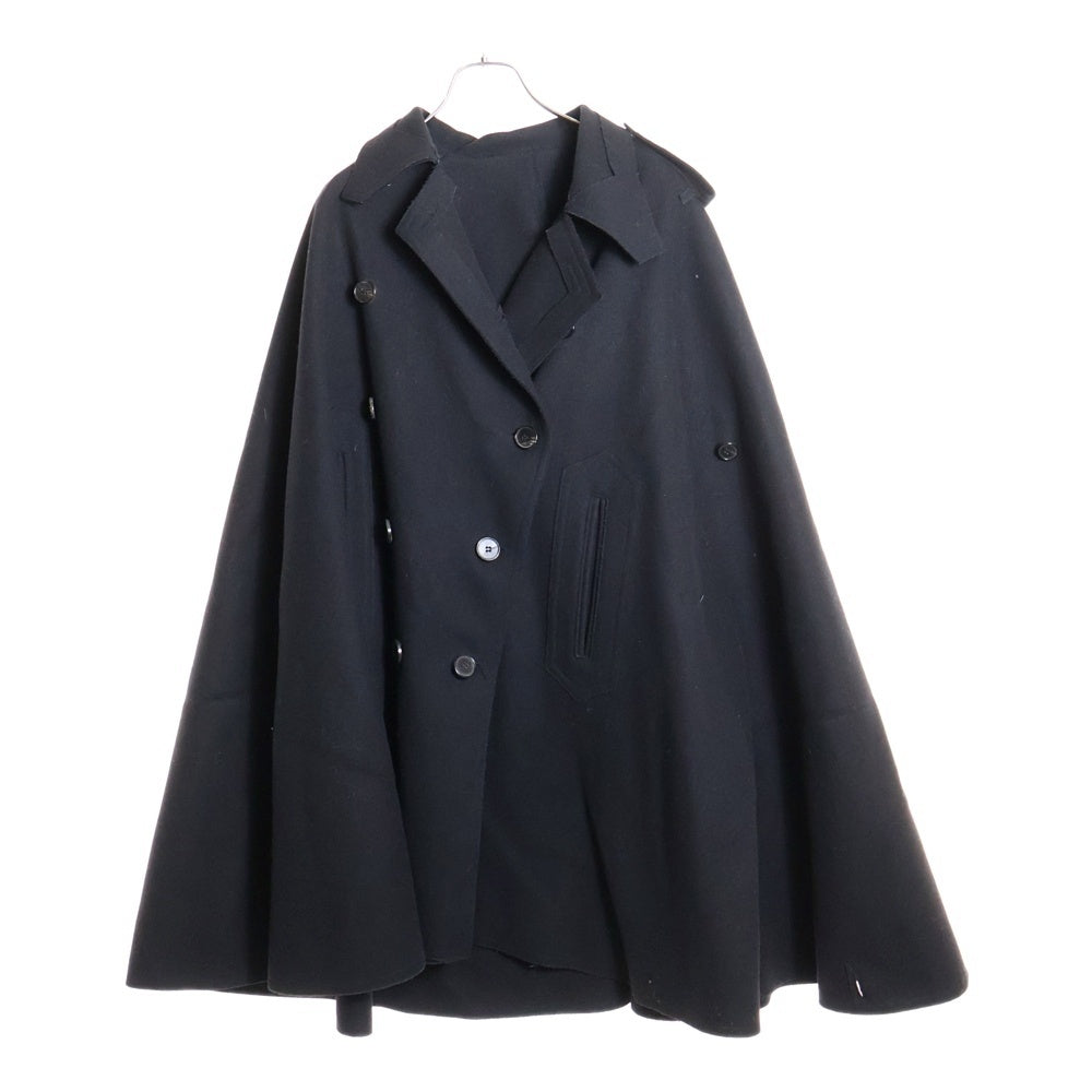 VALENTINO(ヴァレンティノ) メルトンウール ダブルブレスト カットオフ ポンチョ コート ブラック レディース LB0CG00C2P2