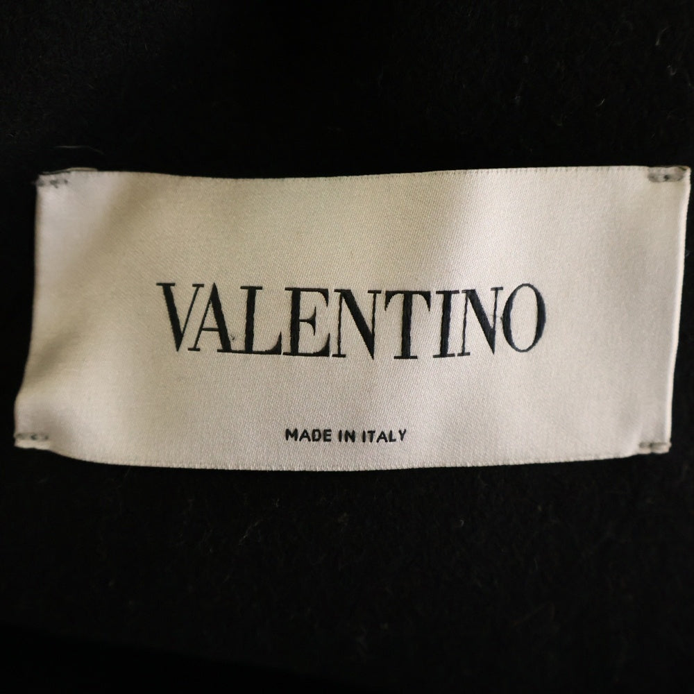 VALENTINO(ヴァレンティノ) メルトンウール ダブルブレスト カットオフ ポンチョ コート ブラック レディース LB0CG00C2P2