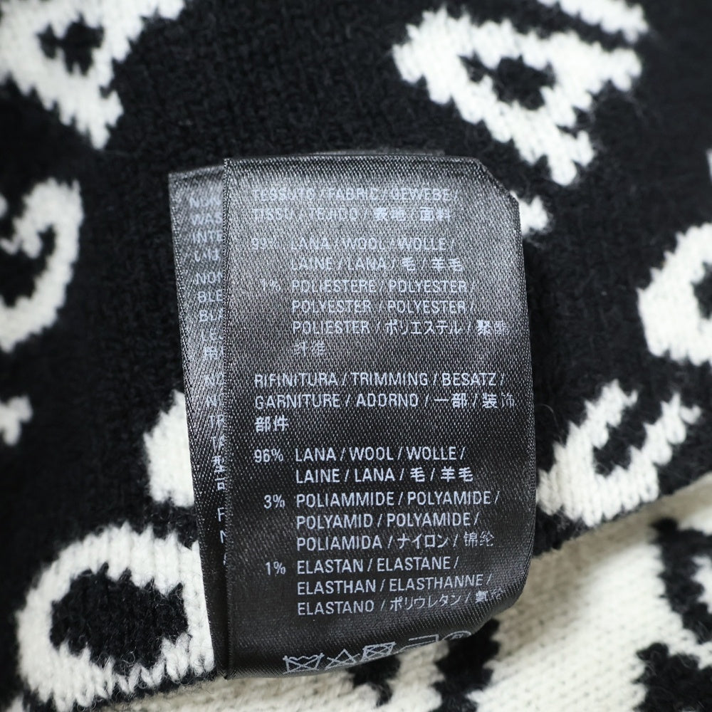 BALENCIAGA(バレンシアガ) 20AW World Food Programme オールオーバーロゴ ジャガード ウール クルーネック プルオーバー 長袖ニット セーター ブラック 612957