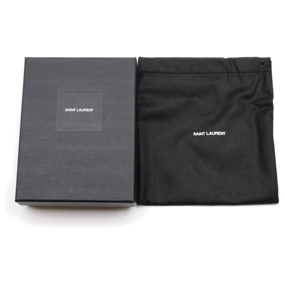 SAINT LAURENT PARIS(サンローランパリ) エンボスロゴ キルティング ラムスキン レザー カードケース ブラック 758662