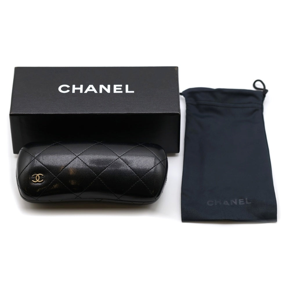 CHANEL(シャネル) ココマーク マトラッセテンプル ウェリントンフレーム クリアレンズ メガネ 眼鏡 アイウェア ブラウン 3135 c.502※度有り