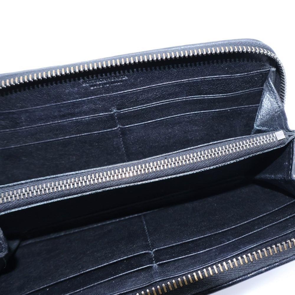 BOTTEGA VENETA(ボッテガヴェネタ) イントレチャート ラウンドファスナー長財布 ロングウォレット ブラック レザー シルバー金具