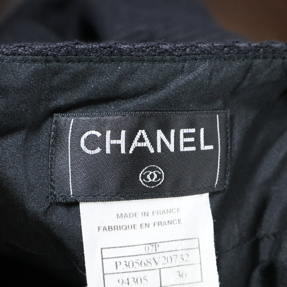 CHANEL(シャネル) 07P スプリングコレクション ココマークロゴプレート コットンレーヨン タイトミニスカート ブラック レディース P30568V20732