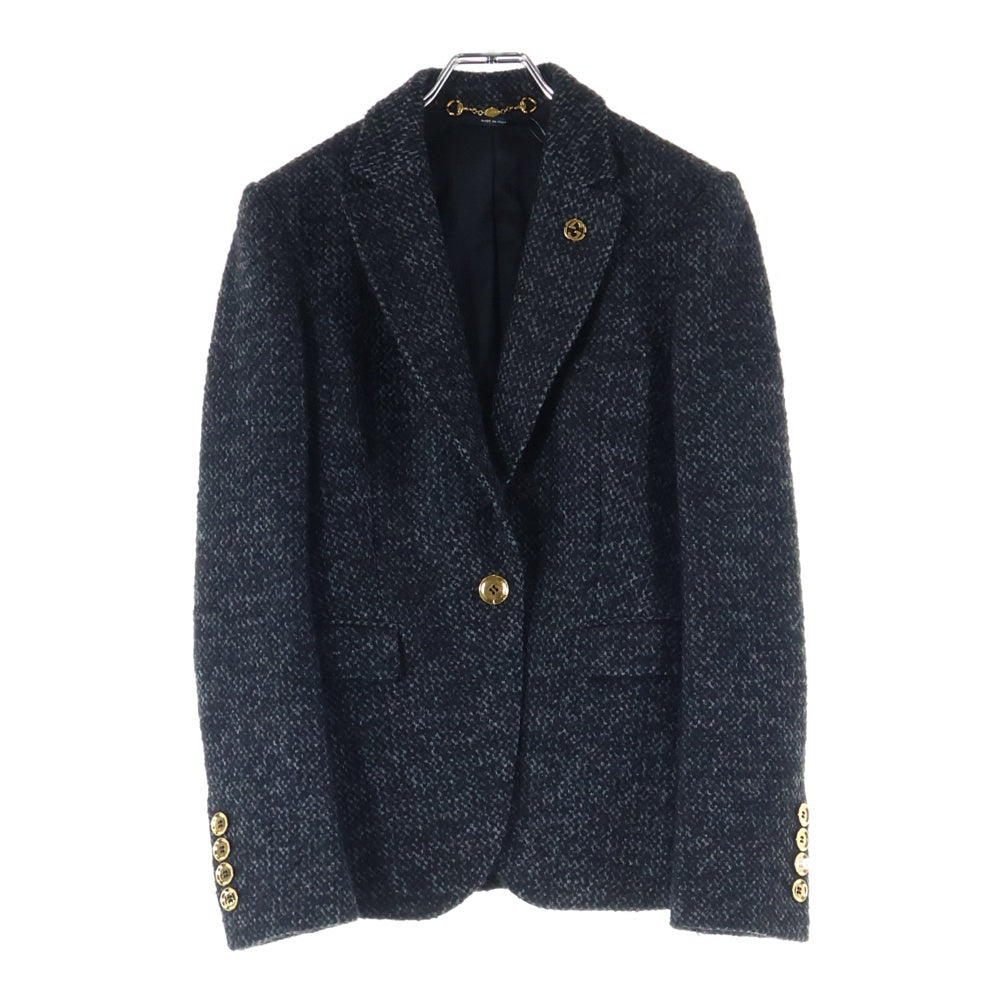 最終価格【GUCCI】ツイードジャケット/美品 GUCCI - 美品 グッチ ノーカラー ツイードジャケット 白 エンブロイ