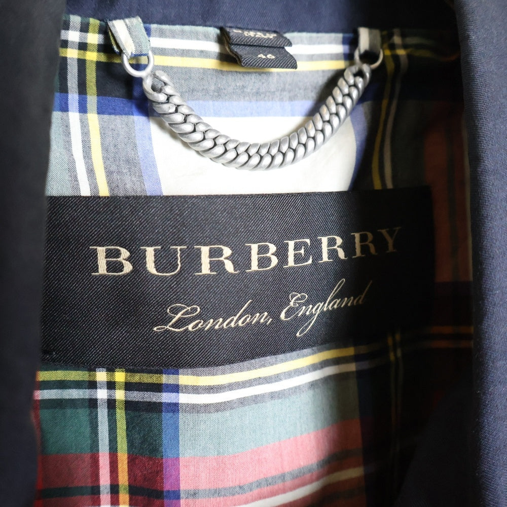 BURBERRY LONDON(バーバリーロンドン) 裏地ノバチェック総柄 コットン ステンカラー ロング コート ネイビー