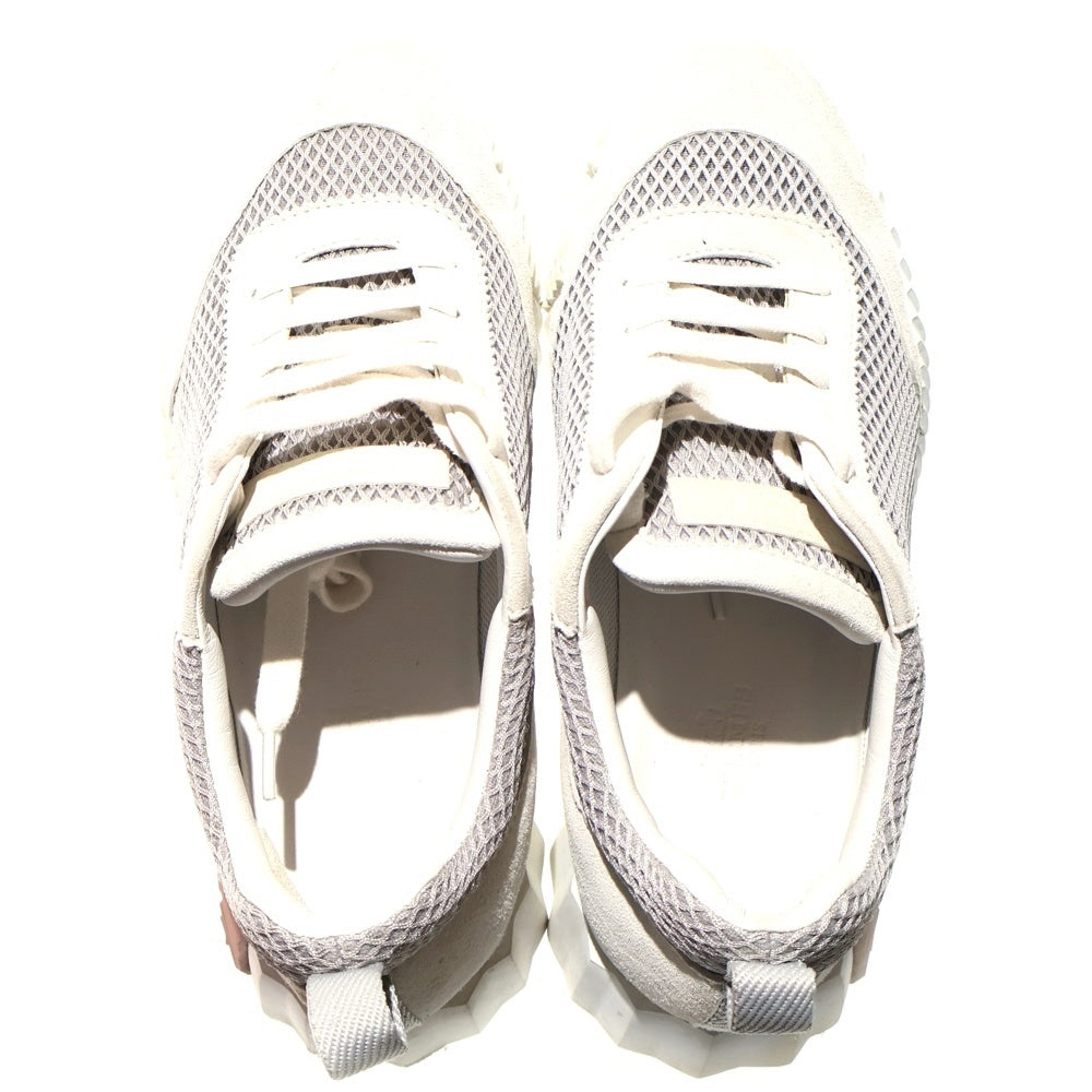 HERMES(エルメス) バウンシング Hロゴ スエードレザー メッシュ レースアップ ローカットシューズ スニーカー グレー レディース