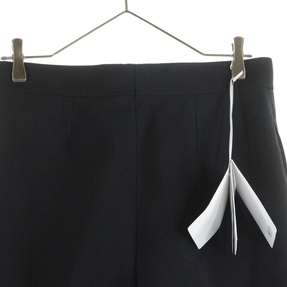 FERRAGAMO(フェラガモ) 24AW サイドライン 側章 シルク切り替え ウール ノータック スラックスパンツ トラウザーズ タキシード ブラック SAMPLE 13F778 775850 レディース