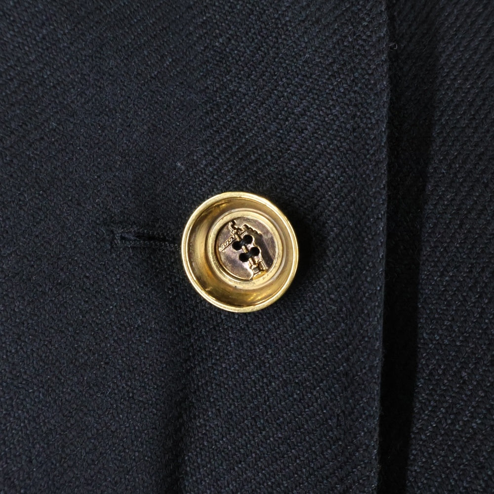 Salvatore Ferragamo(サルヴァトーレ フェラガモ) ゴールドボタン ウール ラップ タイト ミディアムスカート ブラック レディース 13B259 759945