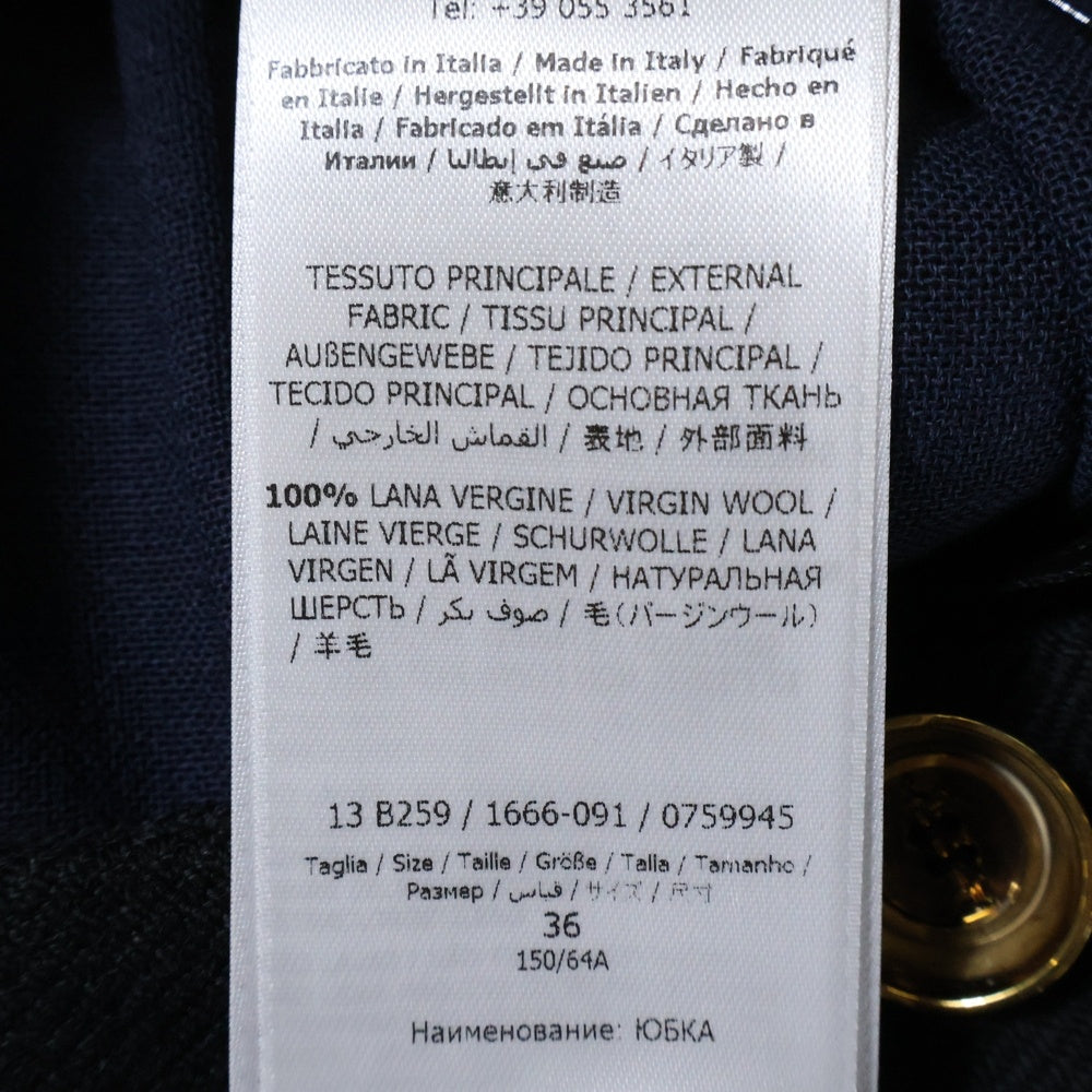 Salvatore Ferragamo(サルヴァトーレ フェラガモ) ゴールドボタン ウール ラップ タイト ミディアムスカート ブラック レディース 13B259 759945