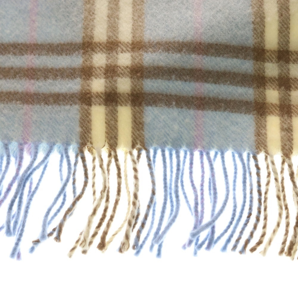 BURBERRY LONDON(バーバリーロンドン) マフラー チェック ライトブルー カシミヤ