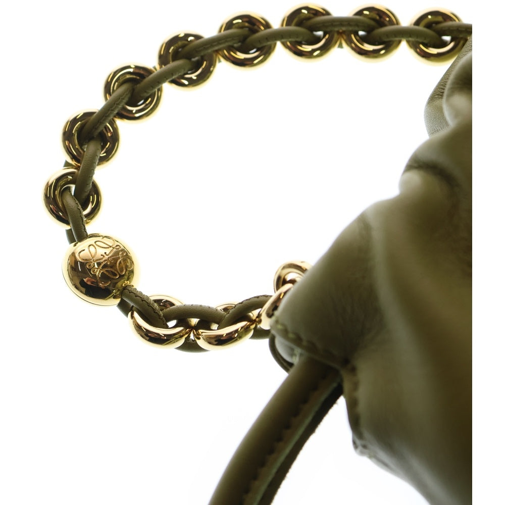 LOEWE(ロエベ) フラメンコパース ミディアム 2WAYショルダーバッグ ハンドバッグ カーキ レザー ゴールド金具 レディース