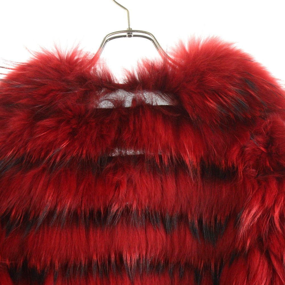 DOLCE & GABBANA(ドルチェアンドガッバーナ) ラクーンファー クロップド ショート ジャケット レッド レディース S548 9867