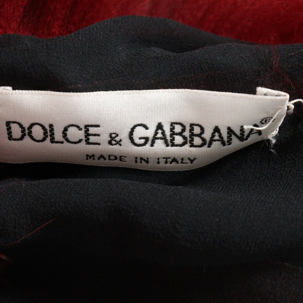 DOLCE & GABBANA(ドルチェアンドガッバーナ) ラクーンファー クロップド ショート ジャケット レッド レディース S548 9867