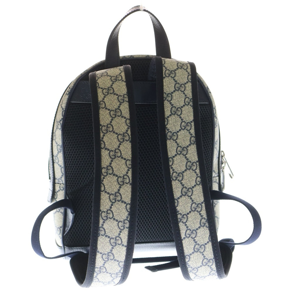 GUCCI(グッチ) オフディア GGスプリーム スモールバックパック リュックサック ネイビー PVC×レザー 547965 シルバー金具 レディース