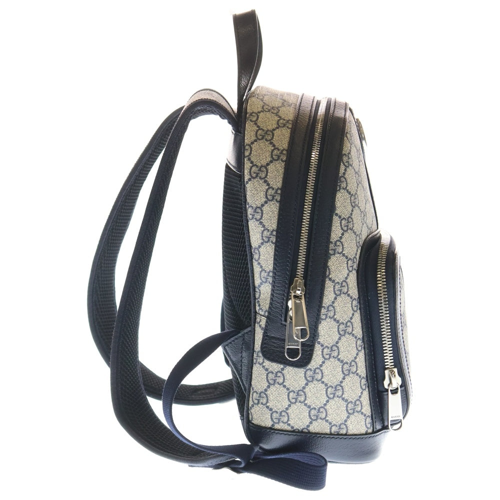 GUCCI(グッチ) オフディア GGスプリーム スモールバックパック リュックサック ネイビー PVC×レザー 547965 シルバー金具 レディース