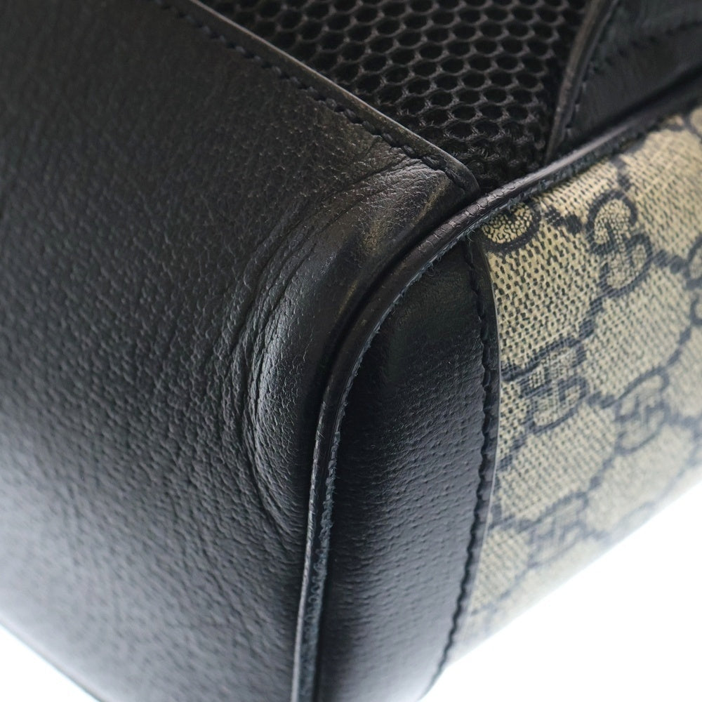 GUCCI(グッチ) オフディア GGスプリーム スモールバックパック リュックサック ネイビー PVC×レザー 547965 シルバー金具 レディース