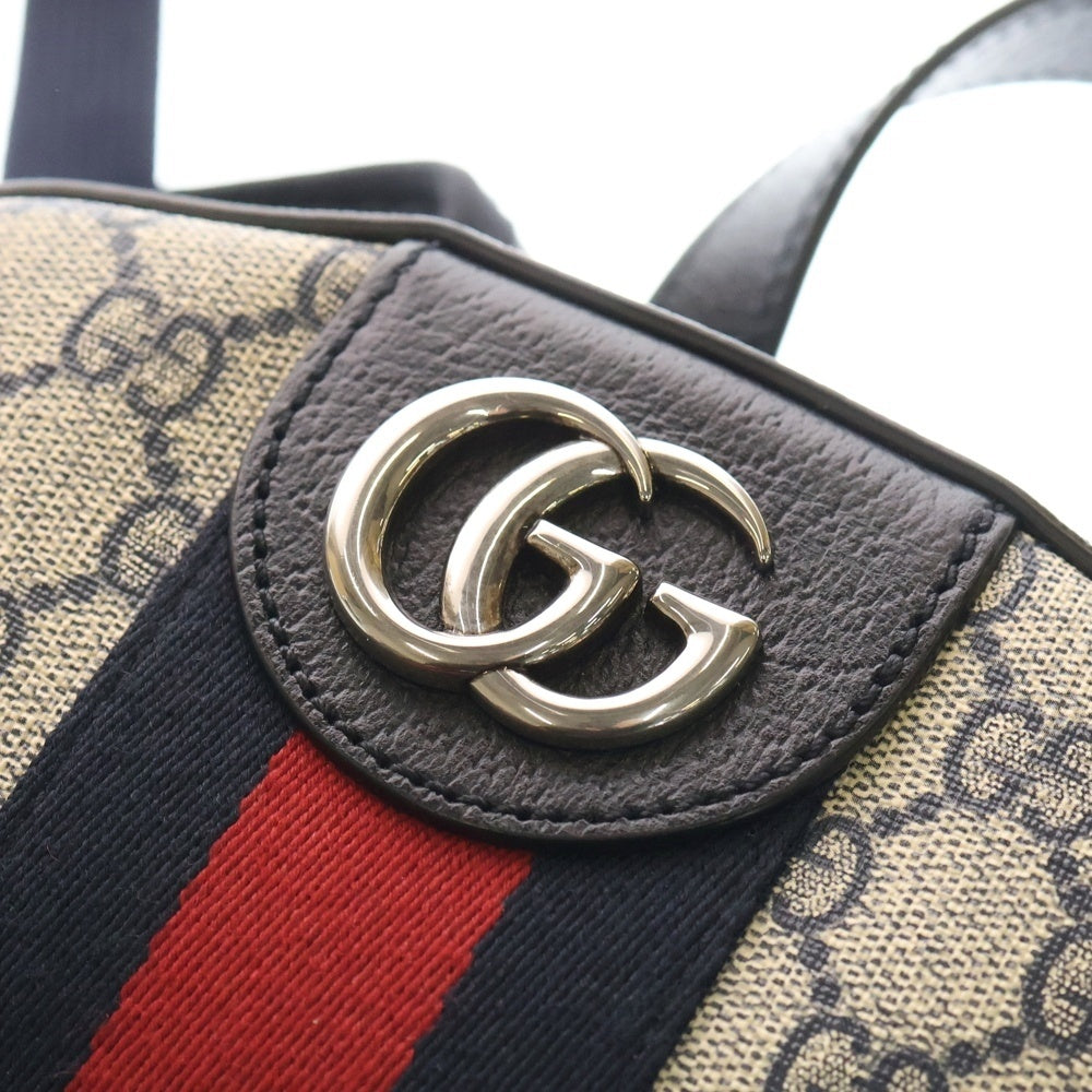 GUCCI(グッチ) オフディア GGスプリーム スモールバックパック リュックサック ネイビー PVC×レザー 547965 シルバー金具 レディース