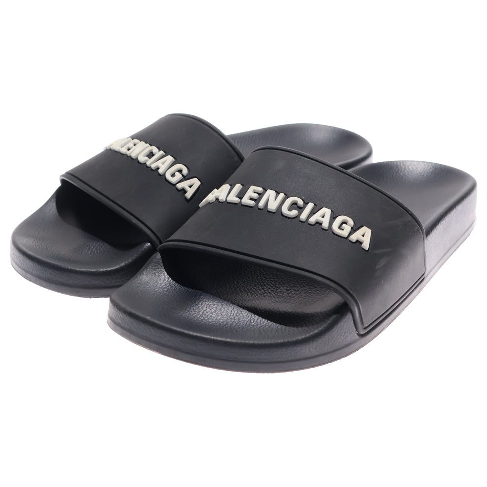 BALENCIAGA(バレンシアガ) POOL SLIDES プール スライド ラバーロゴ フラット シャワーサンダル ブラック レディース 565547