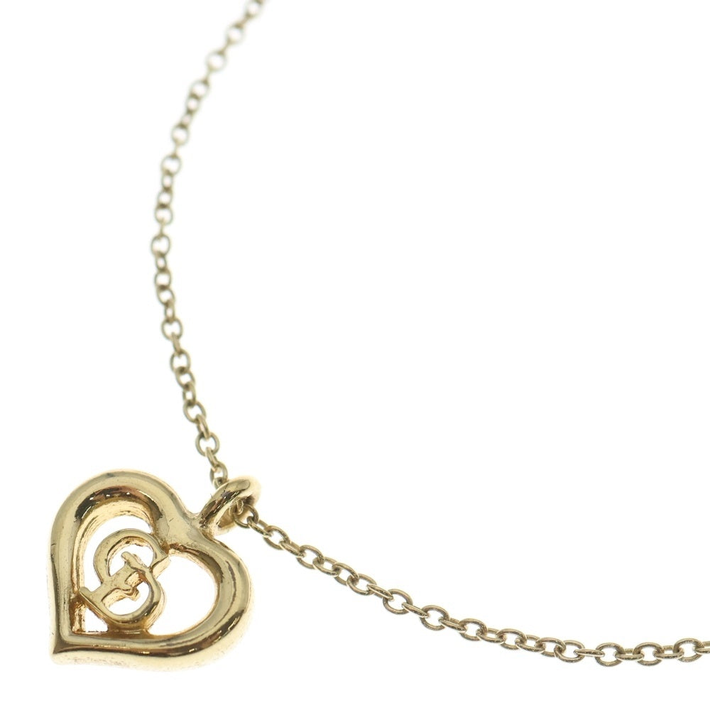 Christian Dior(クリスチャンディオール) ハートロゴ ネックレス ペンダント チェーン ゴールド GP レディース