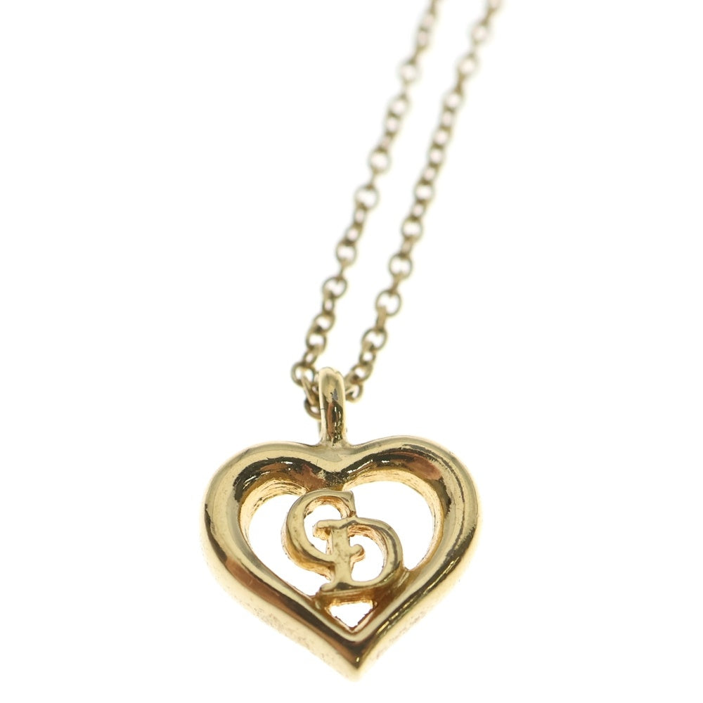 Christian Dior(クリスチャンディオール) ハートロゴ ネックレス ペンダント チェーン ゴールド GP レディース
