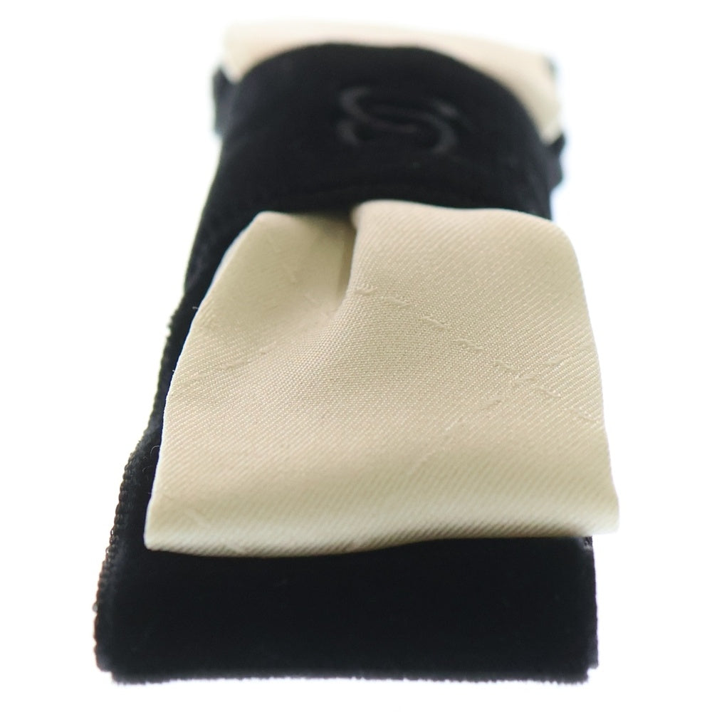 CHANEL(シャネル) ココマーク リボン バレッタ ヘアアクセ ホワイト×ブラック ベロア レディース