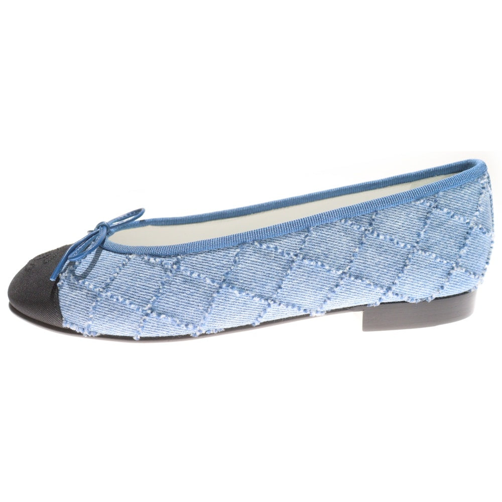 CHANEL(シャネル) ココマーク リボン デニム フラットパンプス バレリーナ ブルー レディース G02819