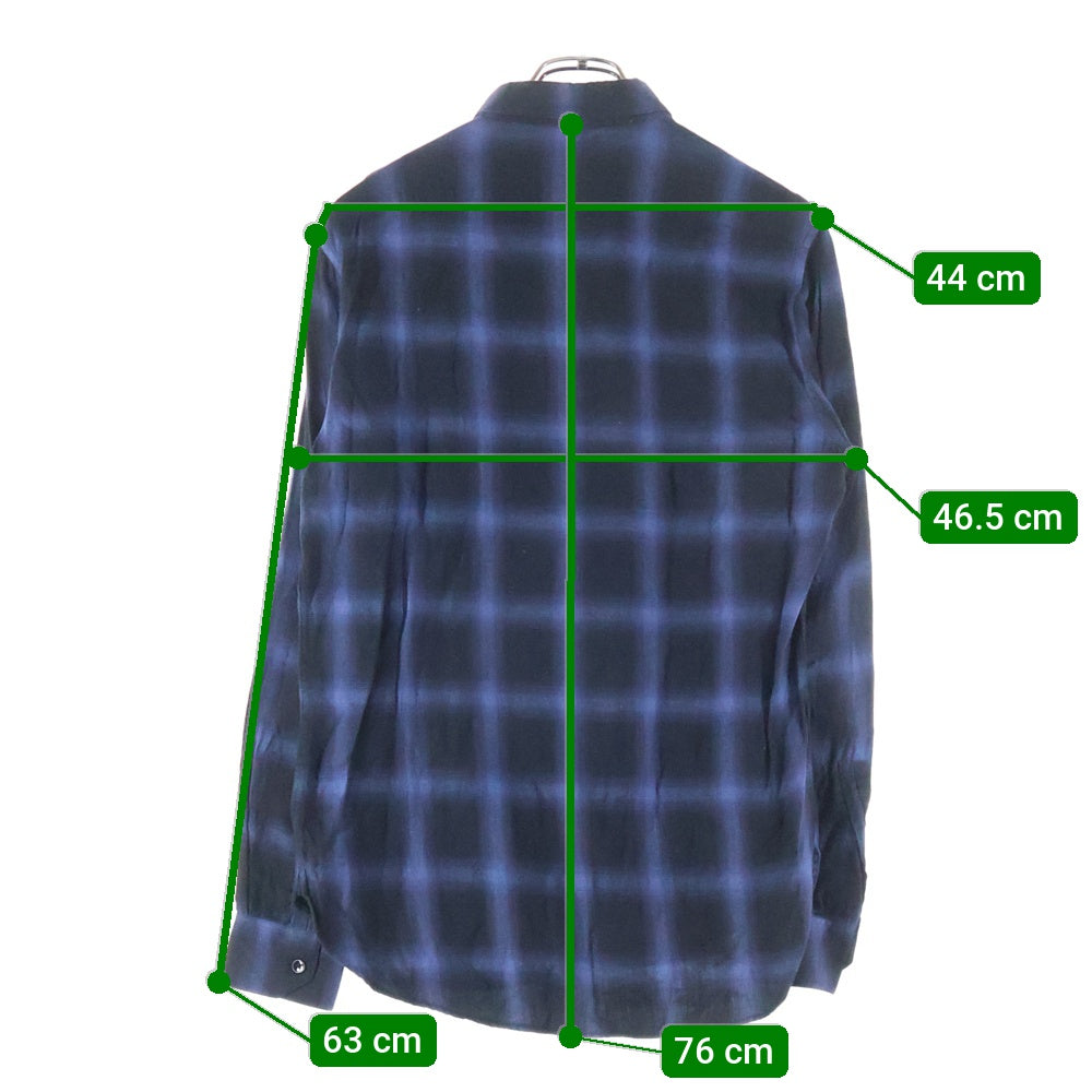 SAINT LAURENT PARIS(サンローランパリ) 17AW オンブレチェック総柄 長袖シャツ ブラック/ネイビー 376916