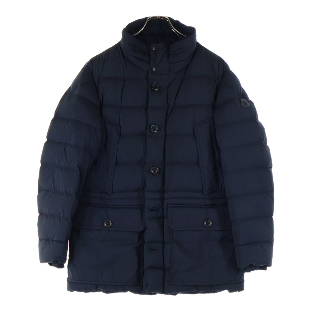 MONCLER(モンクレール) 18AW REIMS ランス レザーワッペンロゴ スタンドカラー ジップアップ ダウンジャケット ネイビー D20914135195 53132 レディース