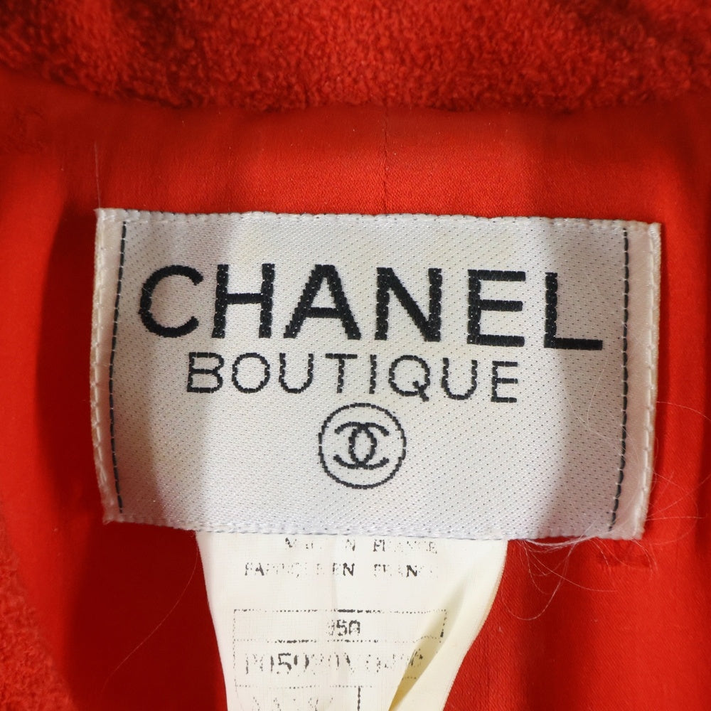 CHANEL(シャネル) 95AW セットアップ ウールツイード ココマークボタン マルチポケット ジャケット タイト ミディアムスカート レッド レディース P05930V04346