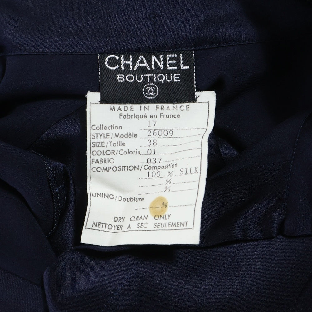 CHANEL(シャネル) ココマークボタンシルク プルオーバー 長袖シャツ ブラウス ネイビー レディース 26009