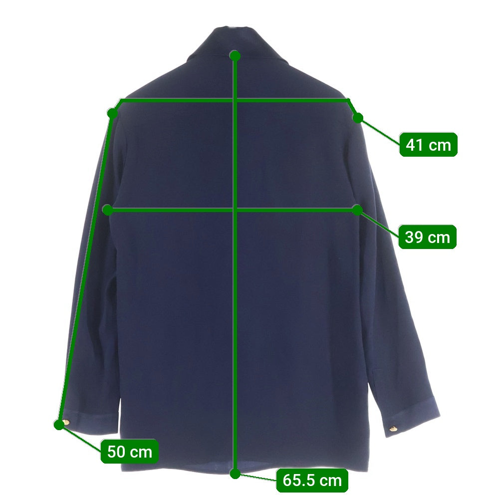 CHANEL(シャネル) ココマークボタンシルク プルオーバー 長袖シャツ ブラウス ネイビー レディース 26009