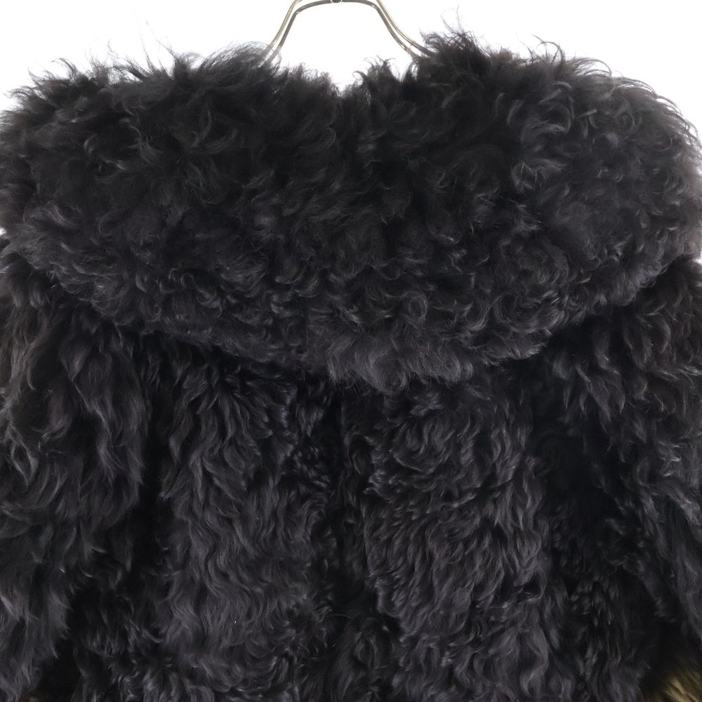 LOEWE(ロエベ) ラムレザー シアリング ボア ムートン ファー ロング コート ブラウン/オリーブ S359Y18L72 レディース