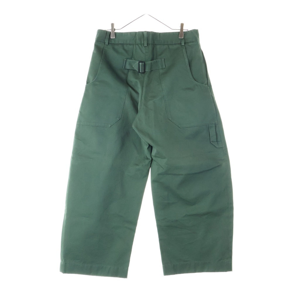 STUDIO NICHOLSON(スタジオニコルソン) 18AW BRIDGES PANT ブリッジ コットンツイル 1タック ワイドストレートパンツ グリーン SN-132