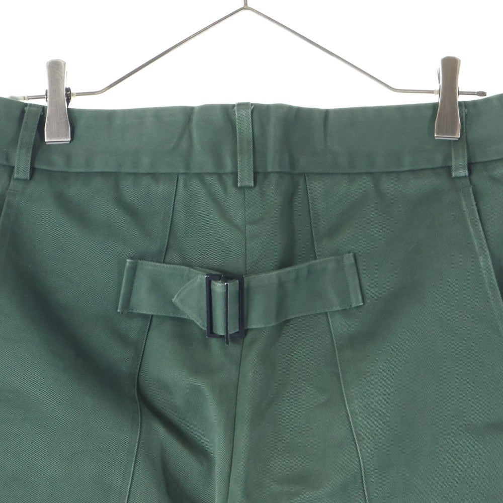 STUDIO NICHOLSON(スタジオニコルソン) 18AW BRIDGES PANT ブリッジ コットンツイル 1タック ワイドストレートパンツ グリーン SN-132