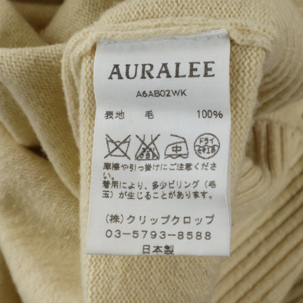 AURALEE(オーラリー) ボートネック ウール プルオーバー 長袖ニット セーター ベージュ A6AB02WK