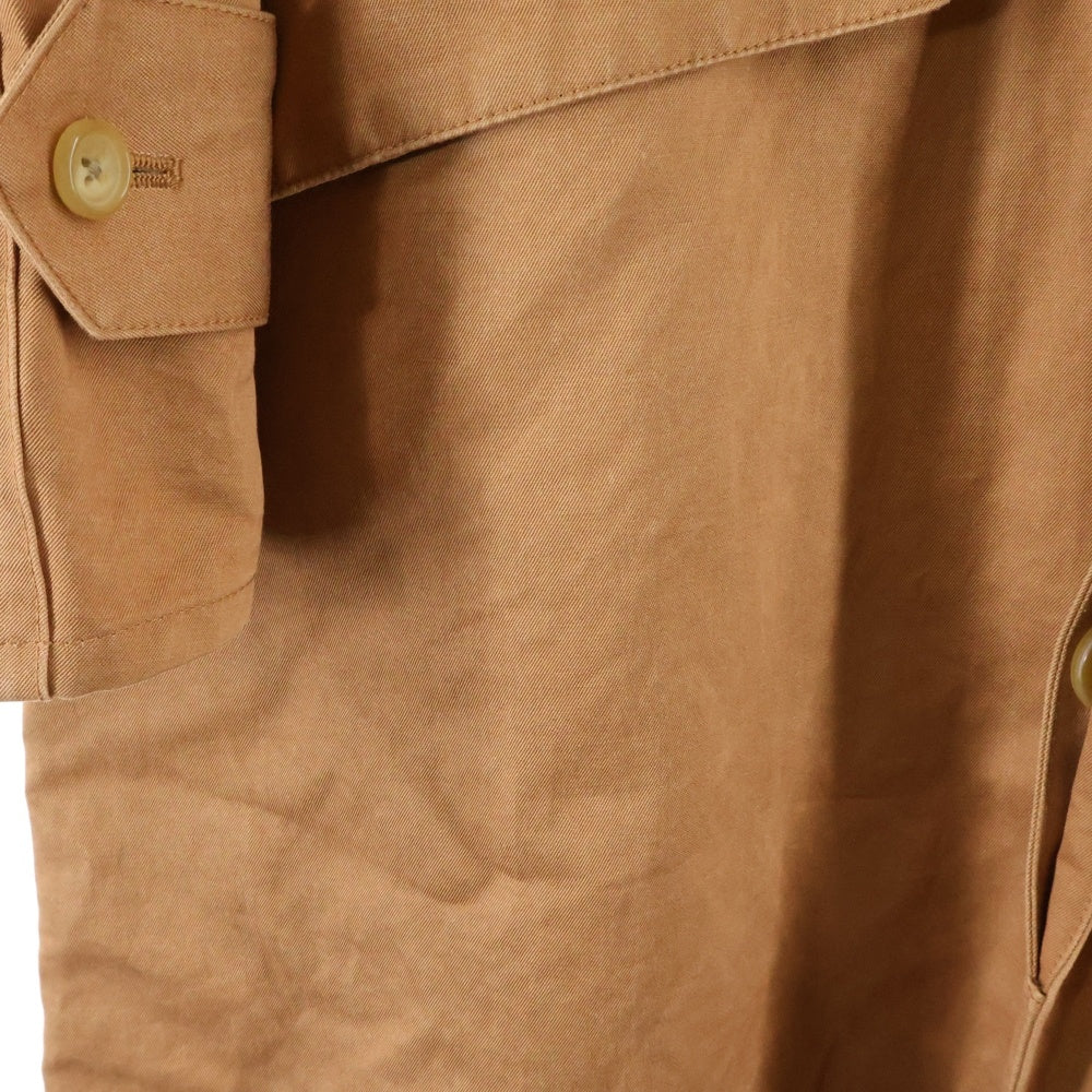 AURALEE(オーラリー) WASHED FINX LINEN COAT ウォッシュド フィンクス リネン ラグランスリーブ ステンカラー ロングコート ブラウン A6SC01FL