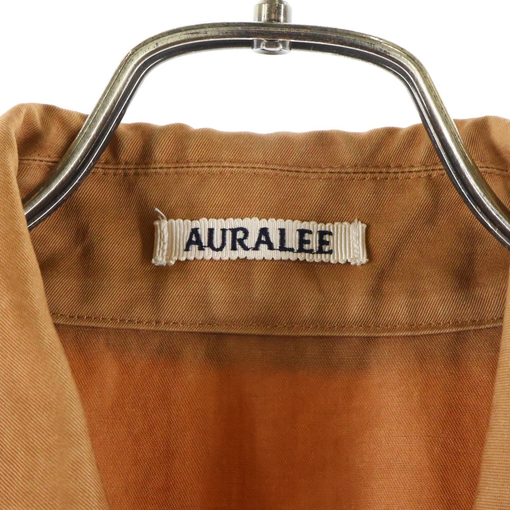 AURALEE(オーラリー) WASHED FINX LINEN COAT ウォッシュド フィンクス リネン ラグランスリーブ ステンカラー ロングコート ブラウン A6SC01FL