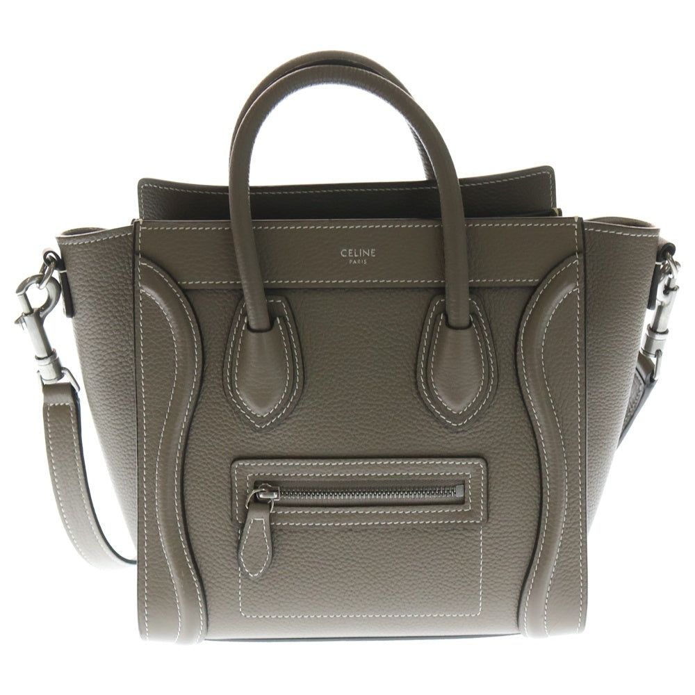 CELINE(セリーヌ) ラゲージ ナノ スリ 2WAY レザーハンドバッグ ショルダーバッグ グレージュ レディース