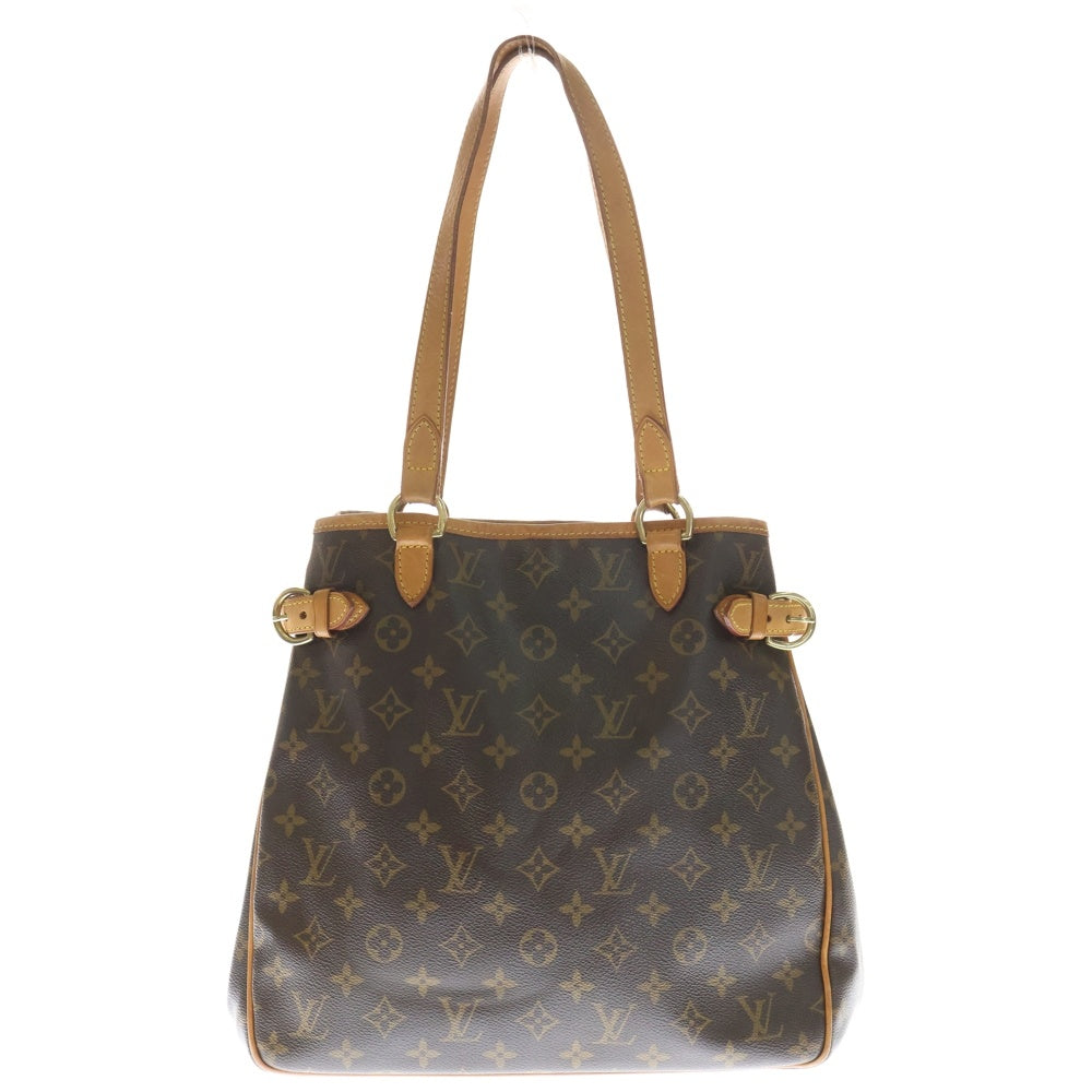 LOUIS VUITTON(ルイヴィトン) モノグラム バティニョール ヴェルティカル トートバッグ ハンドバッグ ブラウン レザー×PVC M51153 ゴールド金具 レディース