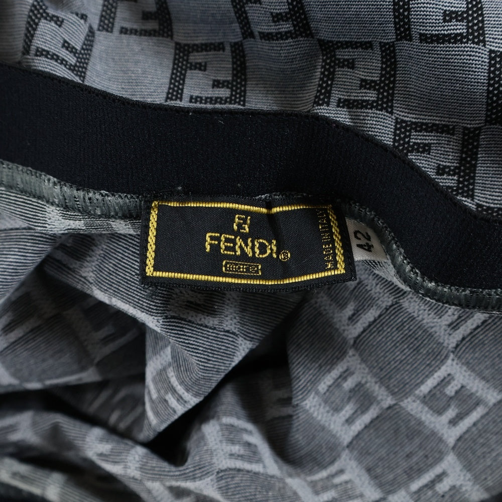 FENDI(フェンディ) セットアップ ズッカ総柄 ジャガード クルーネック ノースリーブ タンクトップ セミフレア ミディアムスカート グレー レディース