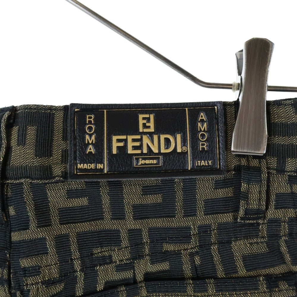 FENDI(フェンディ) ズッカ総柄ジャガード テーパードパンツ ジーンズ ブラウン レディース