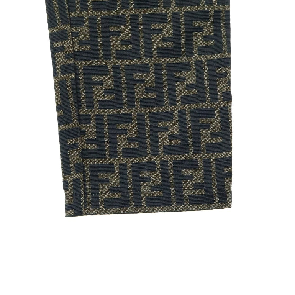FENDI(フェンディ) ズッカ総柄ジャガード テーパードパンツ ジーンズ ブラウン レディース