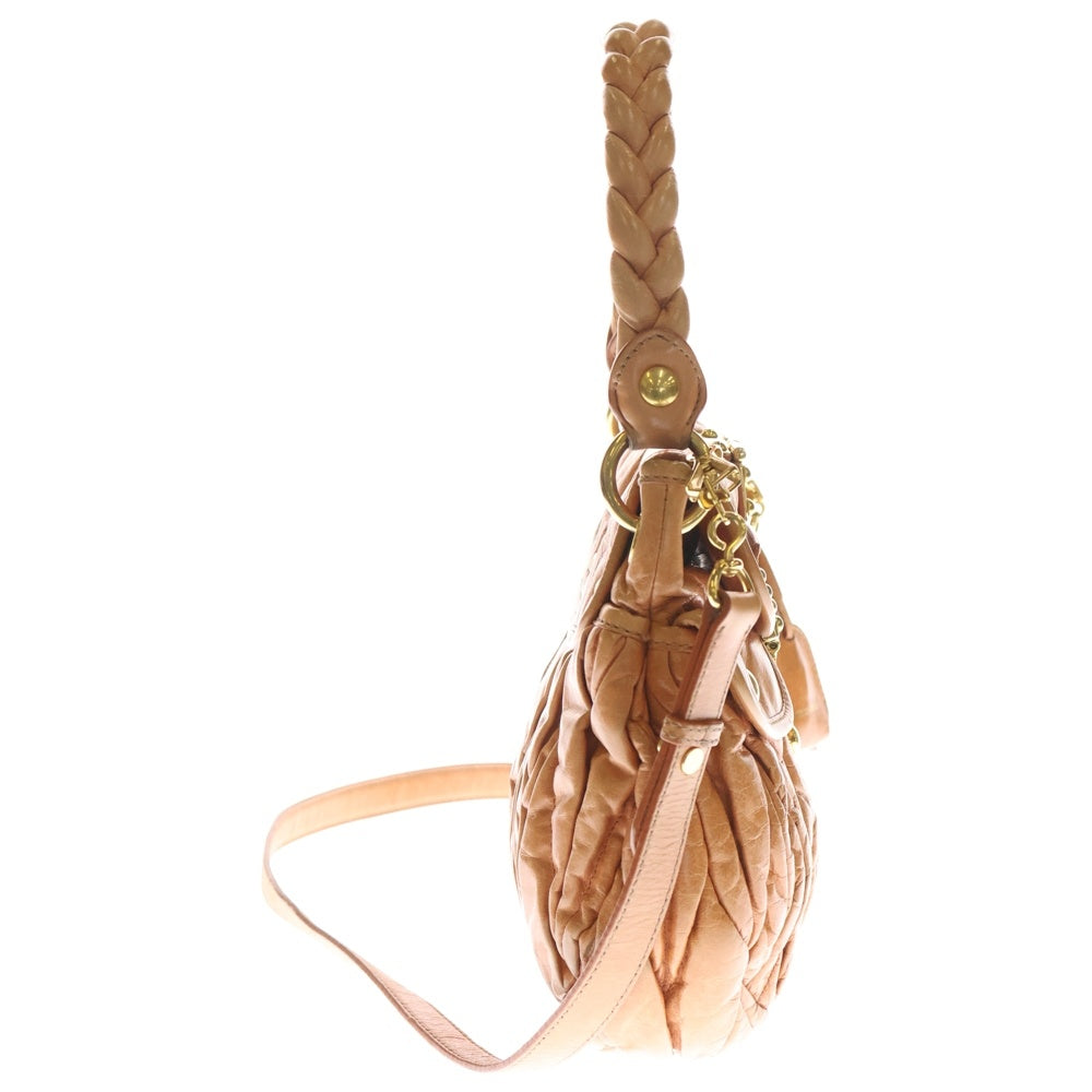 miumiu(ミュウミュウ) マテラッセ 2WAYハンドバッグ ショルダーバッグ オレンジ レザー ゴールド金具