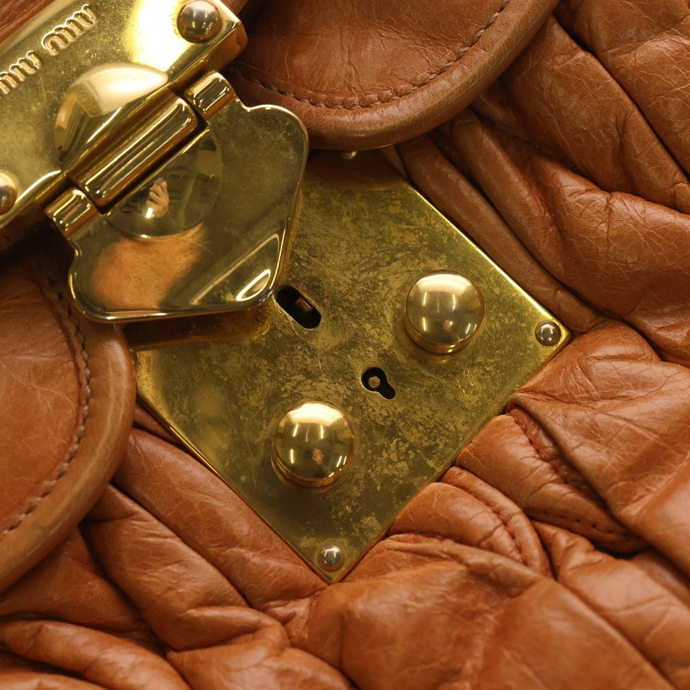 miumiu(ミュウミュウ) マテラッセ 2WAYハンドバッグ ショルダーバッグ オレンジ レザー ゴールド金具