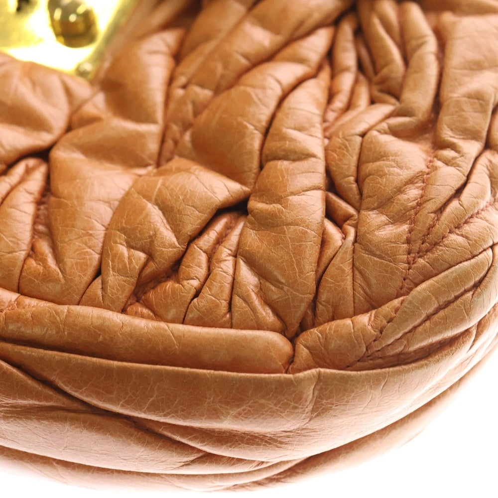 miumiu(ミュウミュウ) マテラッセ 2WAYハンドバッグ ショルダーバッグ オレンジ レザー ゴールド金具