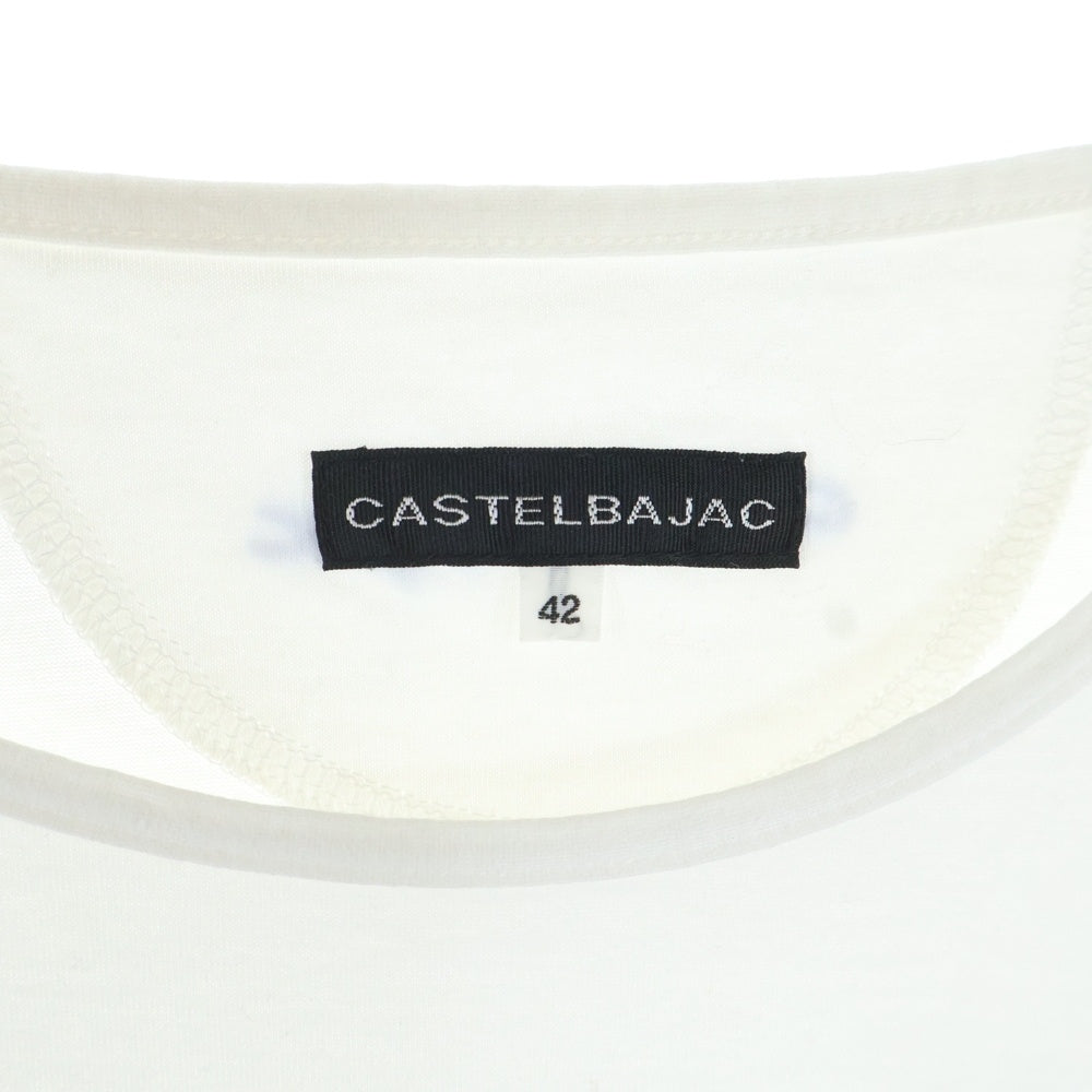 CASTELBAJAC(カステルバジャック) ボーダー柄プリント クルーネック 半袖Tシャツ カットソー ホワイト レディース