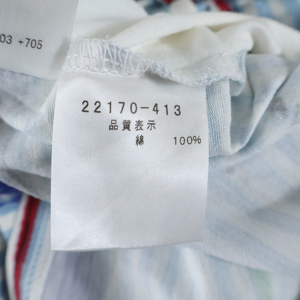 CASTELBAJAC(カステルバジャック) ボーダー柄プリント クルーネック 半袖Tシャツ カットソー ホワイト レディース