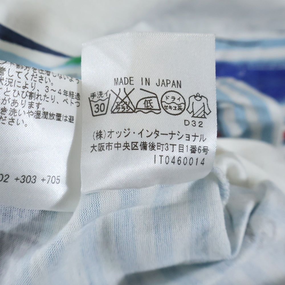 CASTELBAJAC(カステルバジャック) ボーダー柄プリント クルーネック 半袖Tシャツ カットソー ホワイト レディース