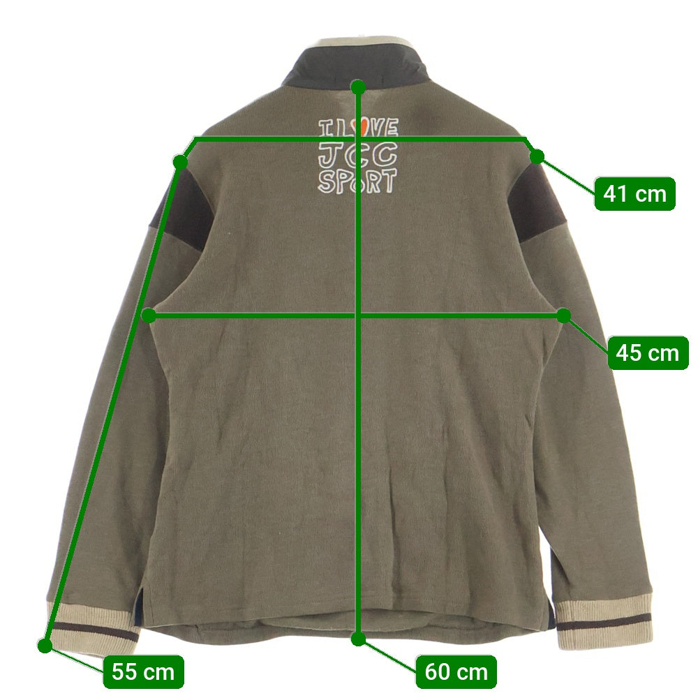 CASTELBAJAC(カステルバジャック) ナイロン切り替え ロゴ刺繍 スタンドカラー ジップアップ プルオーバーニット セーター ブラウン 7912-7309 レディース